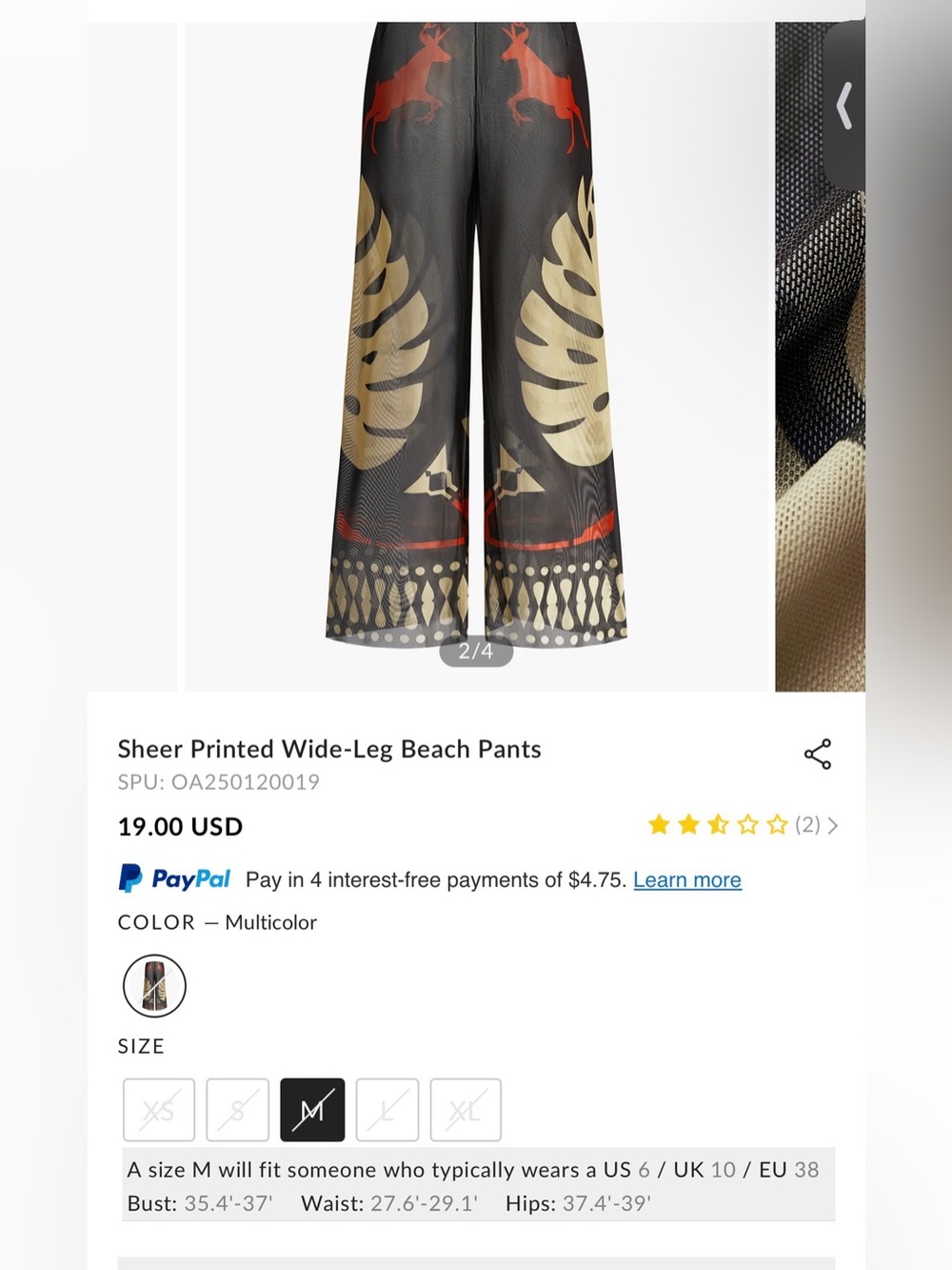 Commense Sheer Wide-Leg Coverup Pants in Black, Gold and Red - Picture 3 of 5